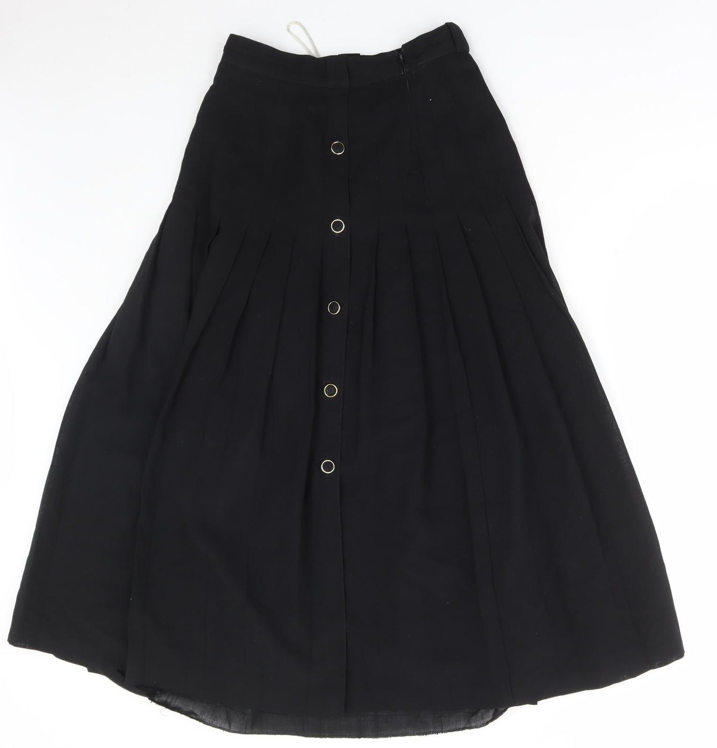 Preworn Womens Black Polyester Flare Skirt Size 26 in Zip