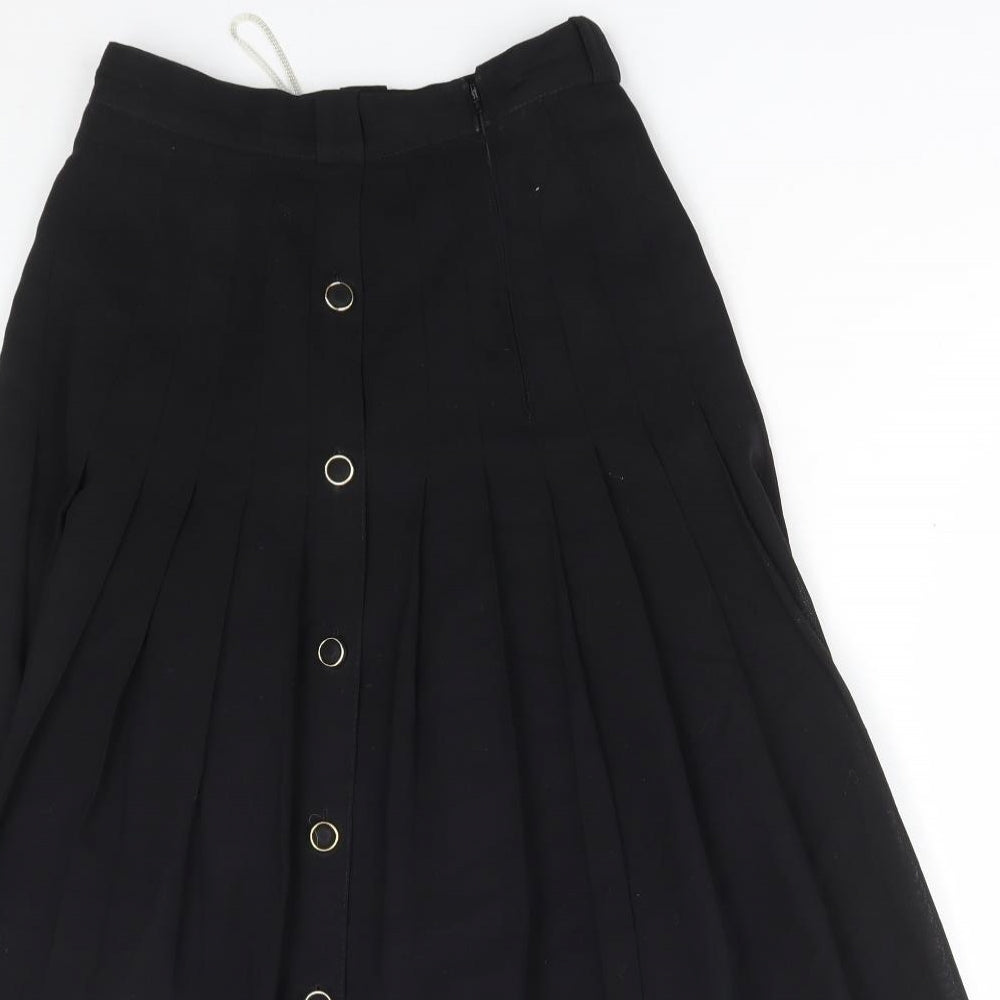 Preworn Womens Black Polyester Flare Skirt Size 26 in Zip