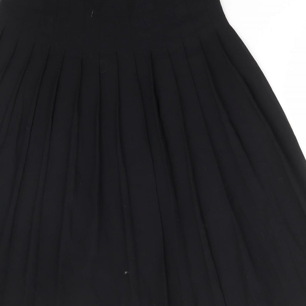 Preworn Womens Black Polyester Flare Skirt Size 26 in Zip