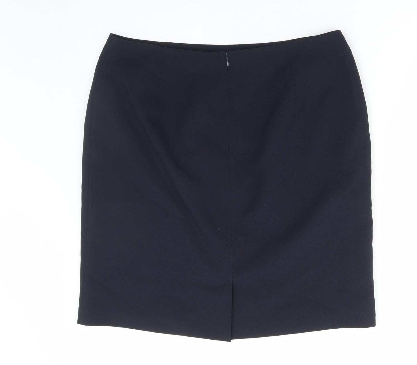 BHS Womens Blue Polyester Straight & Pencil Skirt Size 18 Zip