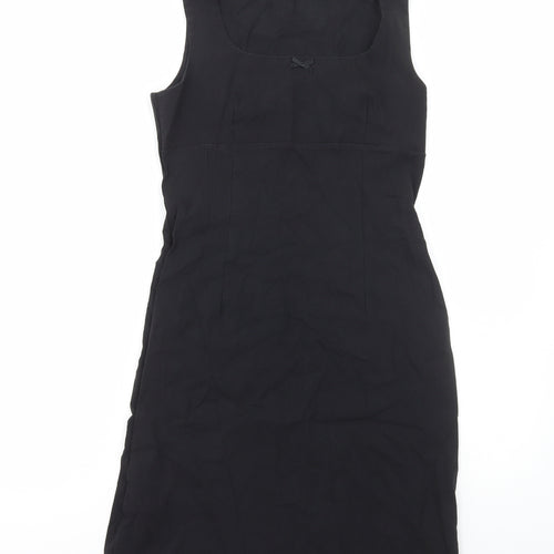 New Look Womens Black Viscose A-Line Size 14 Square Neck Pullover