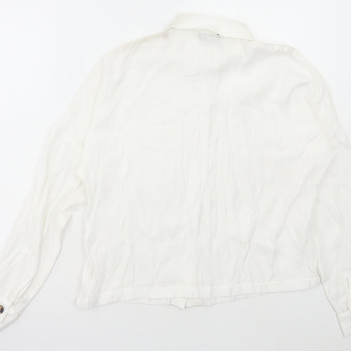Dororthy Perkins Womens White Viscose Basic Button-Up Size 6 Collared