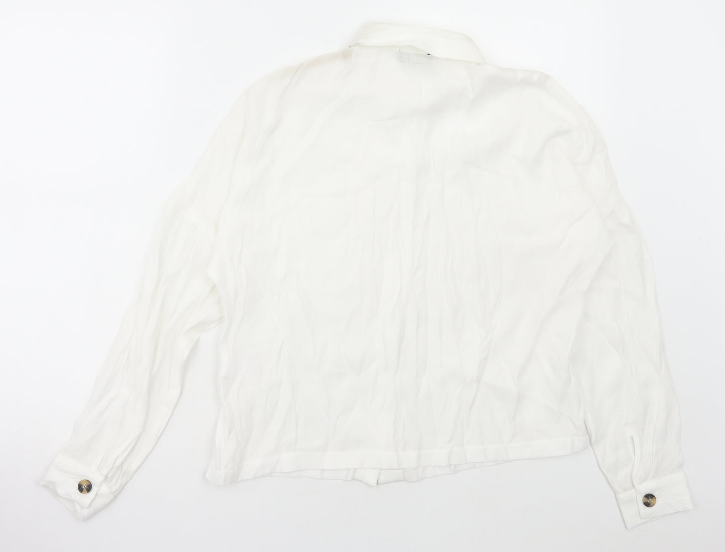 Dororthy Perkins Womens White Viscose Basic Button-Up Size 6 Collared