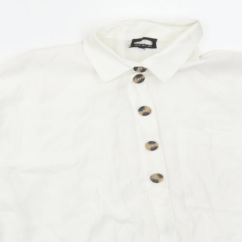 Dororthy Perkins Womens White Viscose Basic Button-Up Size 6 Collared