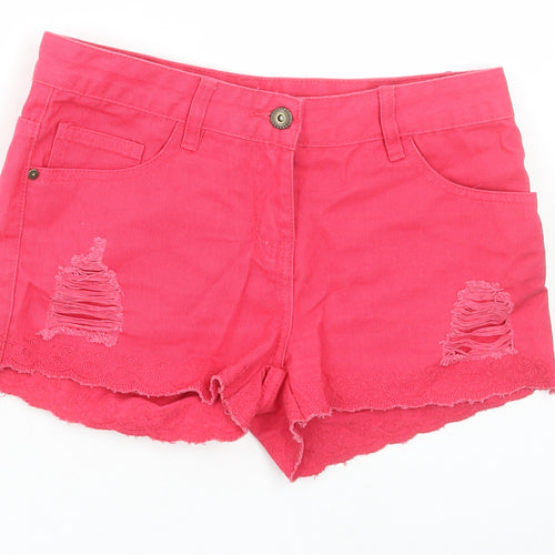 George Womens Pink Cotton Hot Pants Shorts Size 6 Regular Zip