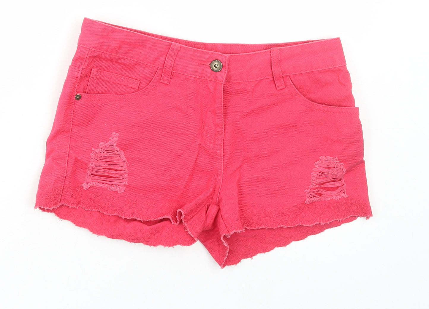 George Womens Pink Cotton Hot Pants Shorts Size 6 Regular Zip