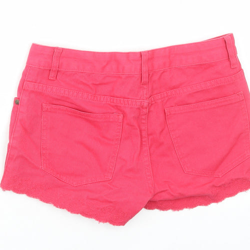 George Womens Pink Cotton Hot Pants Shorts Size 6 Regular Zip