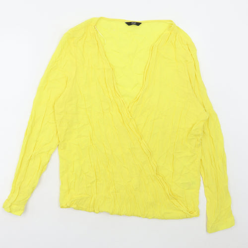F&F Womens Yellow Viscose Basic Blouse Size 20 V-Neck