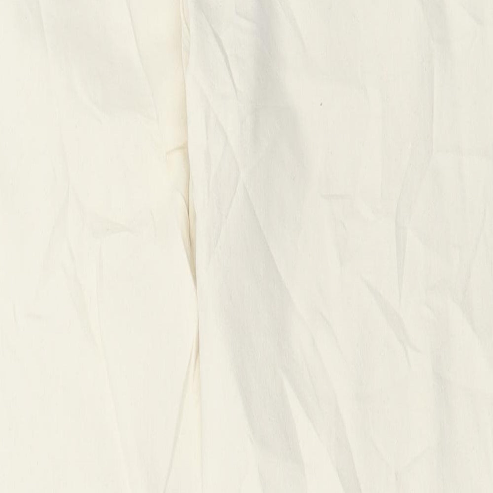 Marks and Spencer Womens Ivory Cotton Straight Jeans Size 18 L29 in Regular Zip