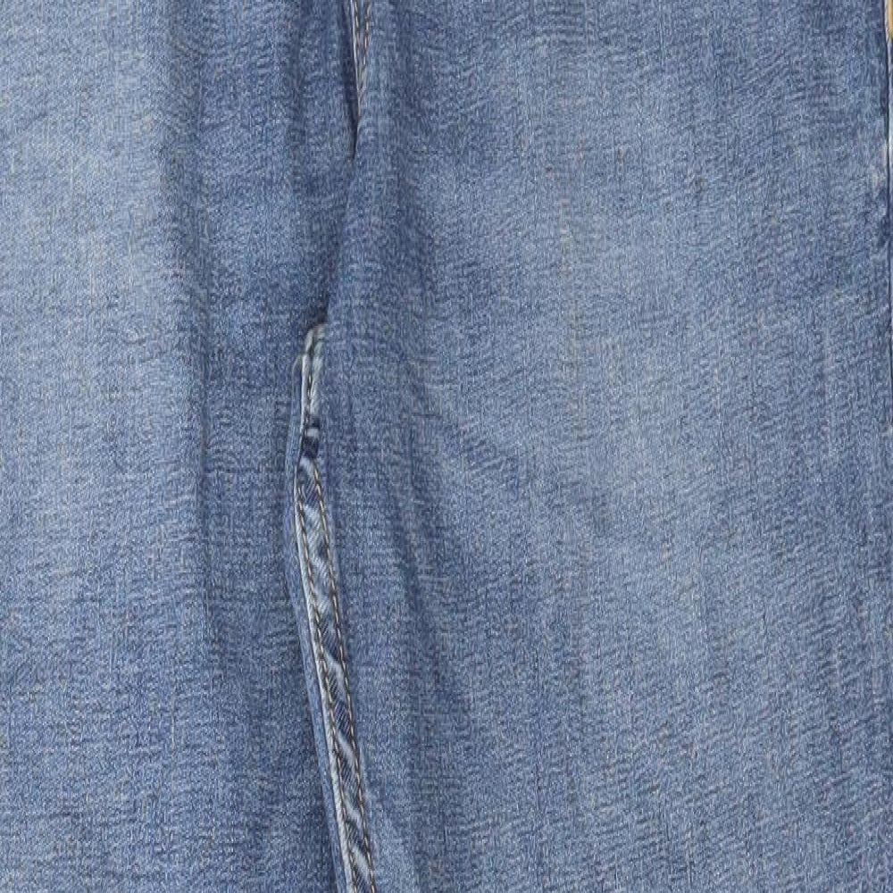 Marks and Spencer Girls Blue Cotton Straight Jeans Size 13-14 Years Regular Zip