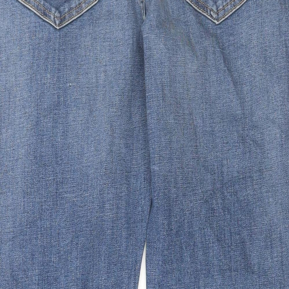 Marks and Spencer Girls Blue Cotton Straight Jeans Size 13-14 Years Regular Zip