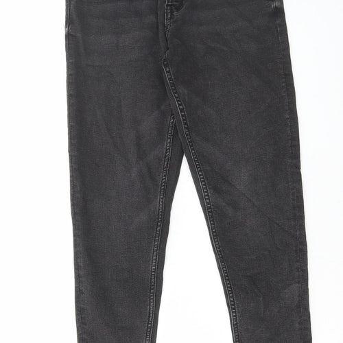 Marks and Spencer Womens Grey Cotton Skinny Jeans Size 8 L28 in Regular Button