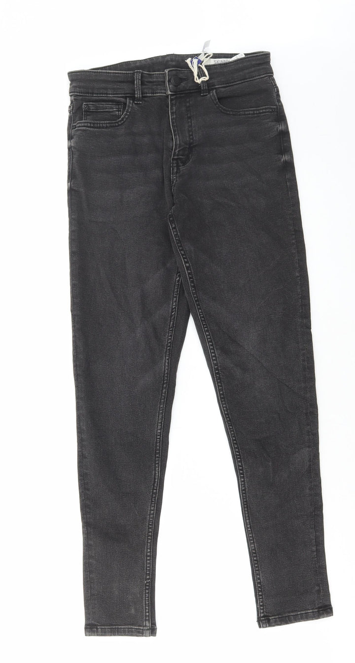 Marks and Spencer Womens Grey Cotton Skinny Jeans Size 8 L28 in Regular Button