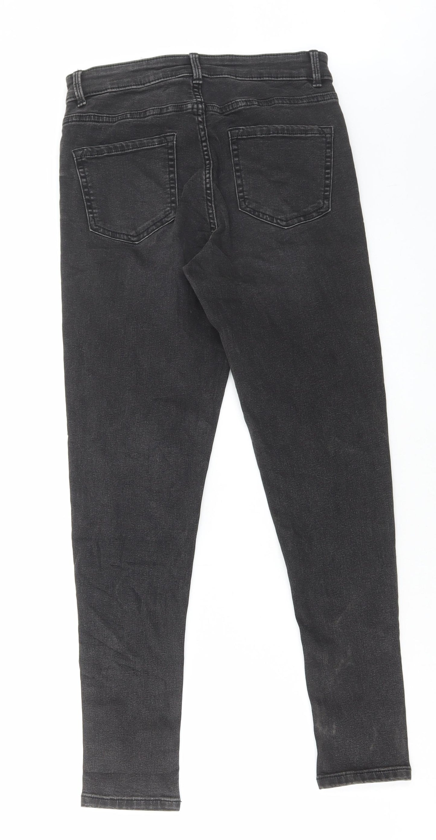 Marks and Spencer Womens Grey Cotton Skinny Jeans Size 8 L28 in Regular Button