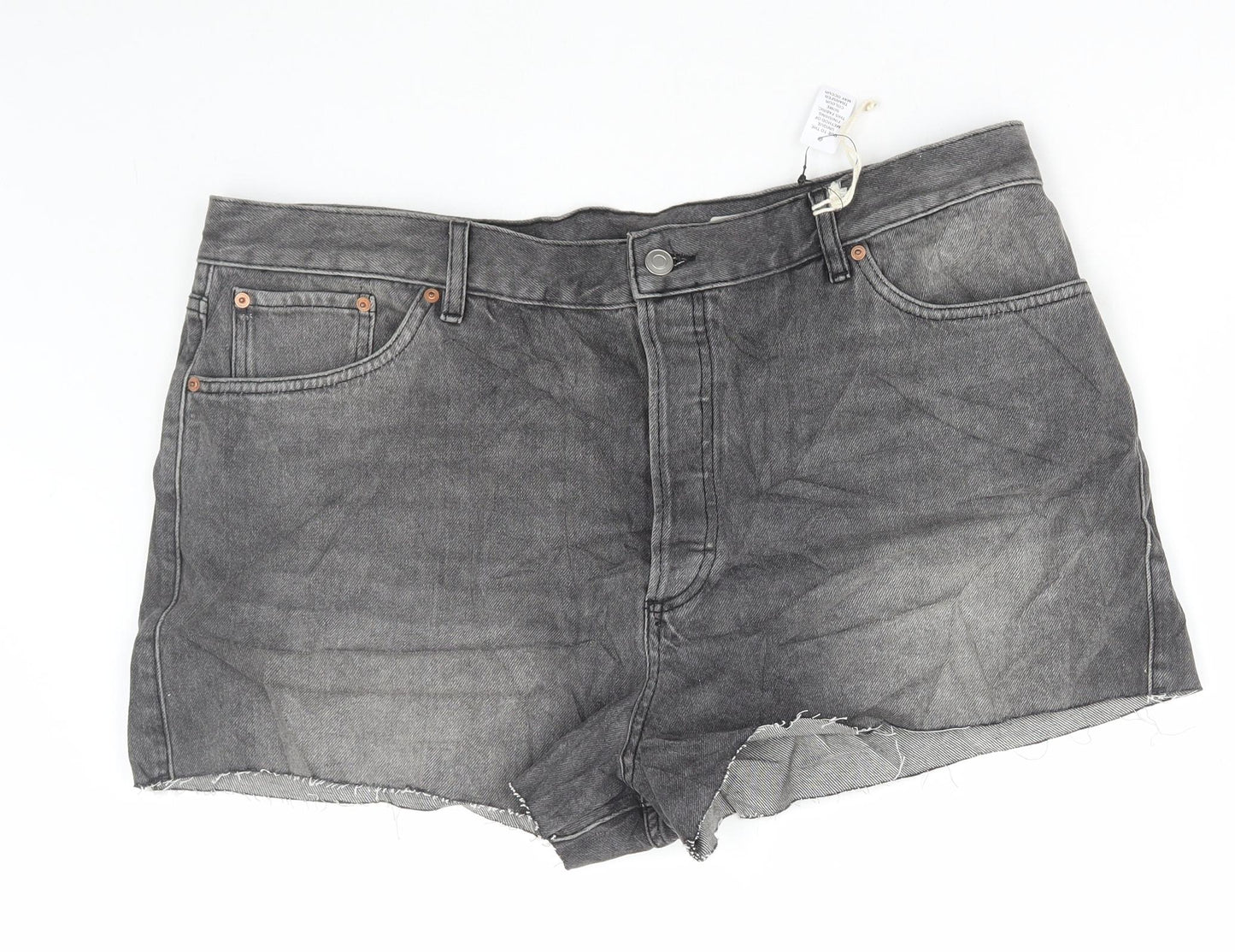 Marks and Spencer Womens Grey Cotton Hot Pants Shorts Size 18 Regular Button