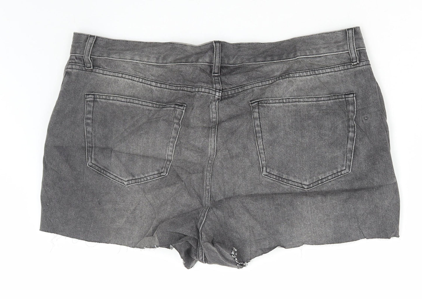 Marks and Spencer Womens Grey Cotton Hot Pants Shorts Size 18 Regular Button