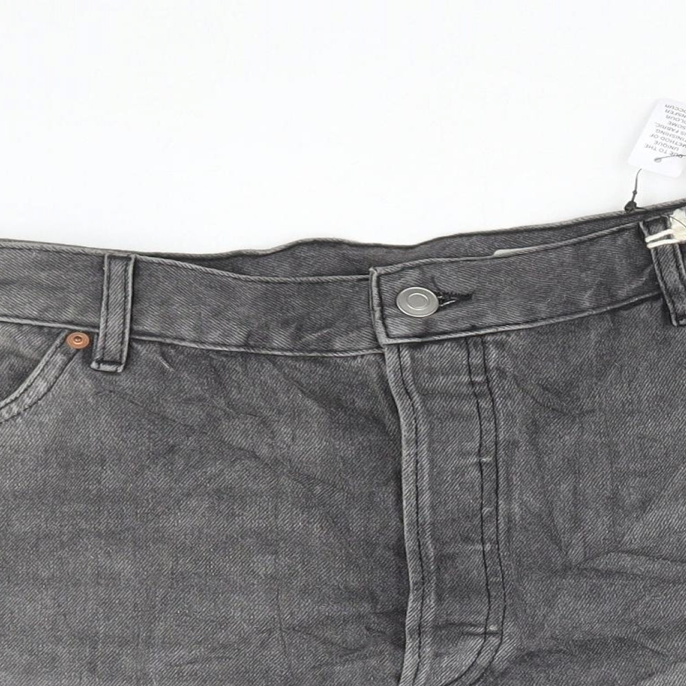 Marks and Spencer Womens Grey Cotton Hot Pants Shorts Size 18 Regular Button