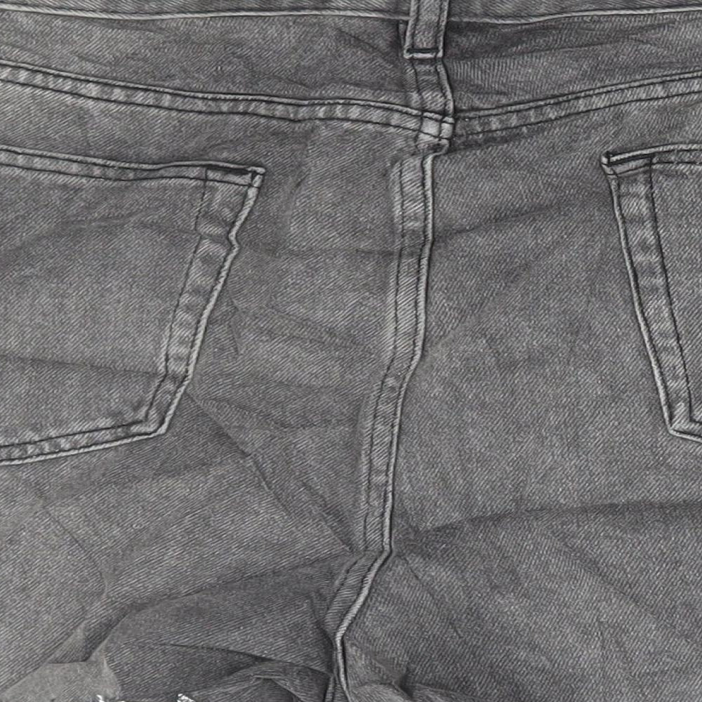 Marks and Spencer Womens Grey Cotton Hot Pants Shorts Size 18 Regular Button