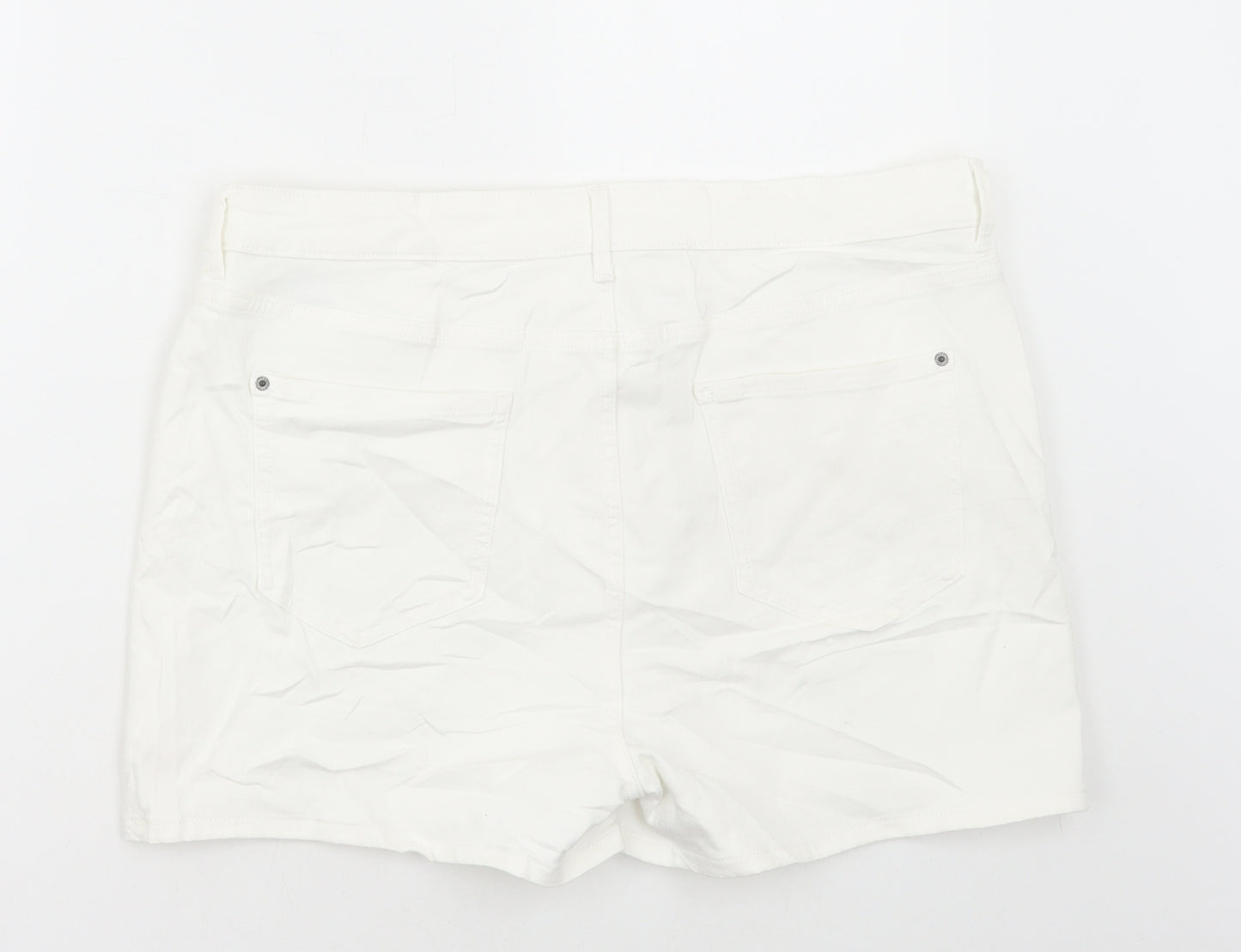 Marks and Spencer Womens White Cotton Bermuda Shorts Size 18 L3 in Regular Button