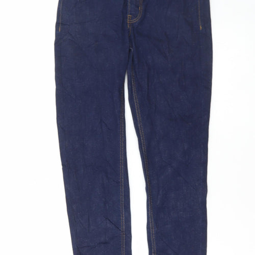 Marks and Spencer Womens Blue Cotton Skinny Jeans Size 8 L27 in Regular Button