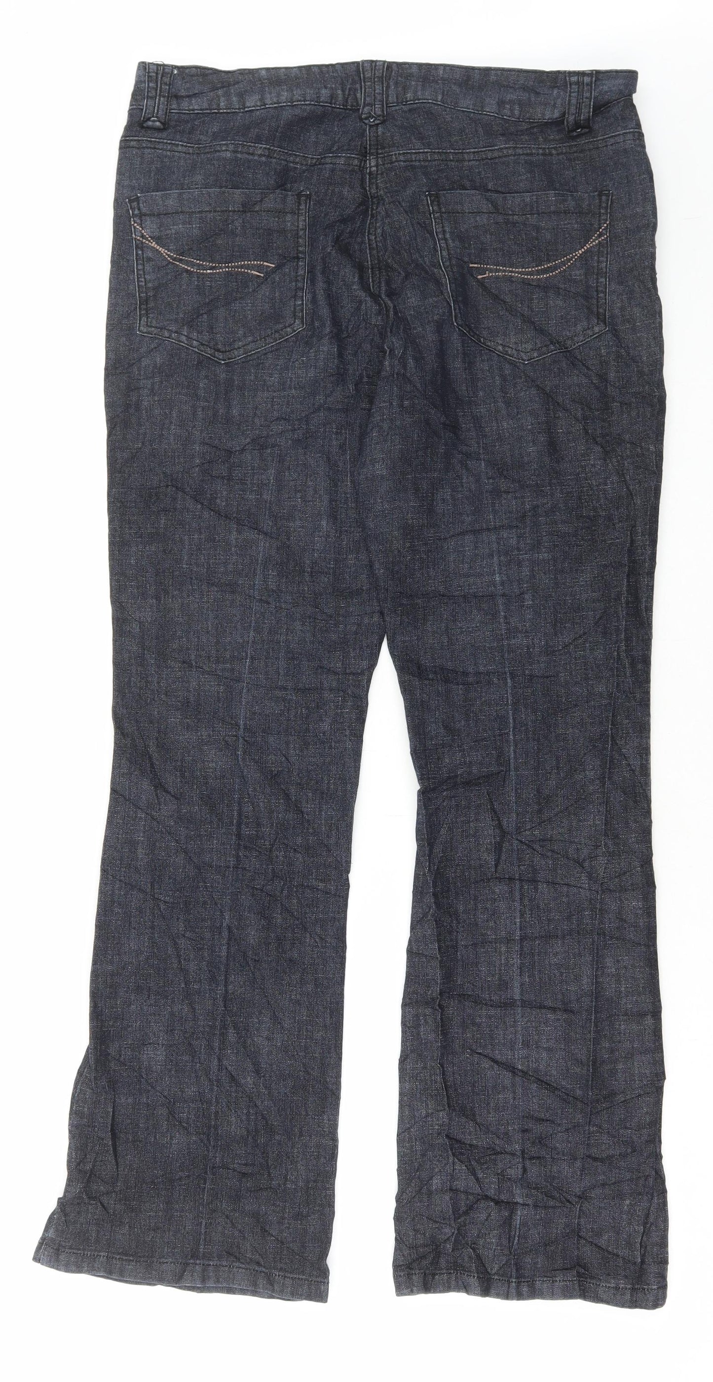 Soon Womens Grey Cotton Wide-Leg Jeans Size 12 L29 in Regular Button