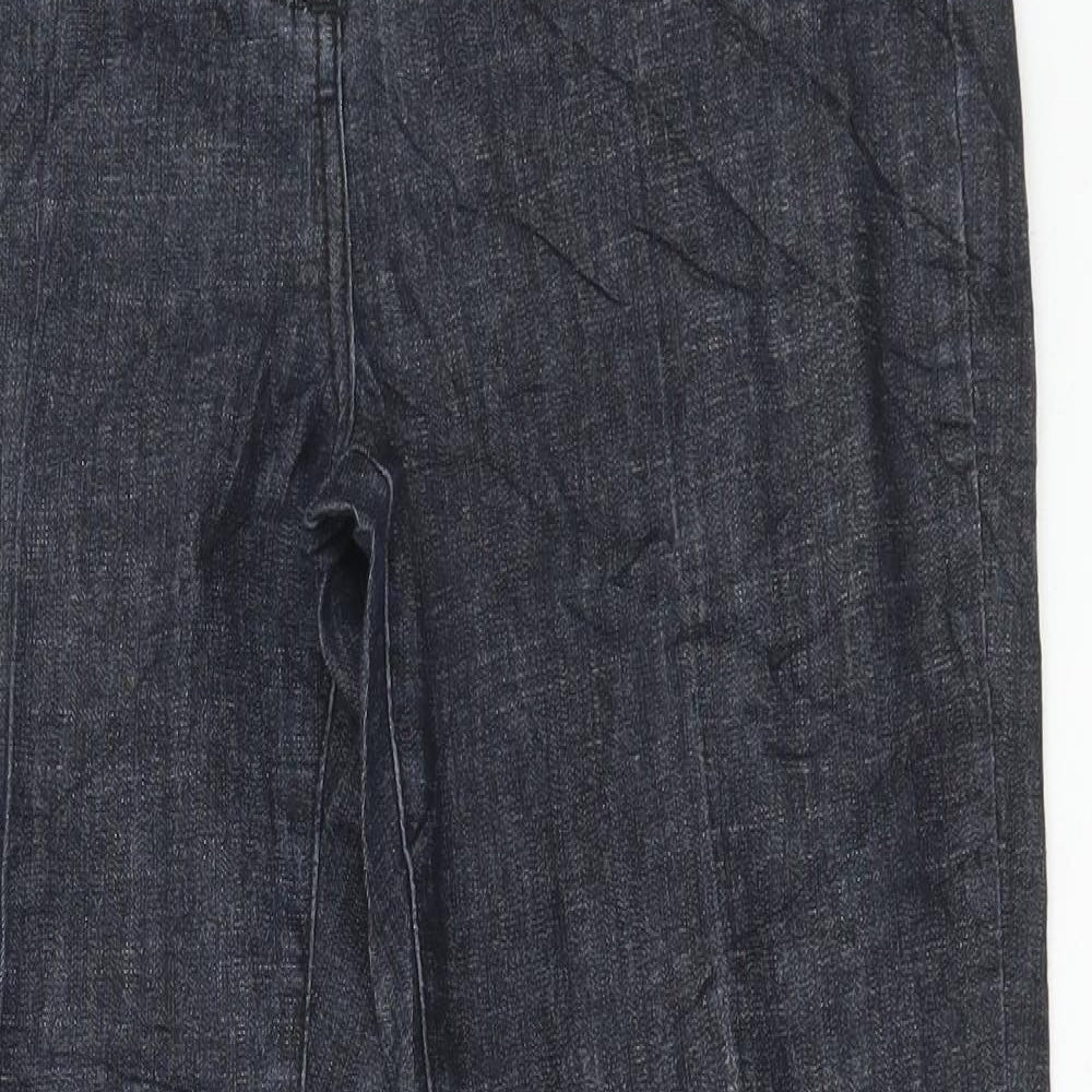 Soon Womens Grey Cotton Wide-Leg Jeans Size 12 L29 in Regular Button