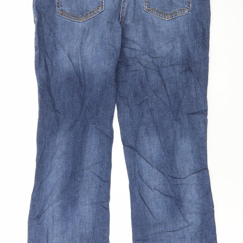 NEXT Womens Blue Cotton Bootcut Jeans Size 14 L30 in Regular Zip