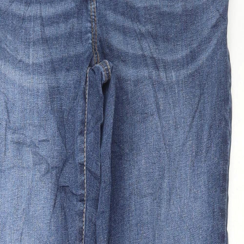 NEXT Womens Blue Cotton Bootcut Jeans Size 14 L30 in Regular Zip