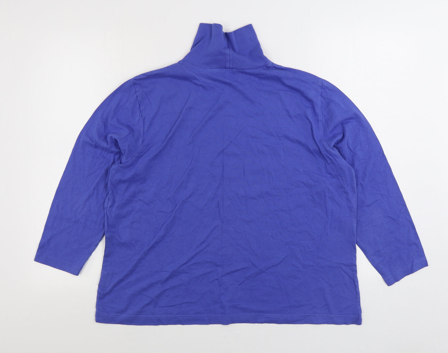 Preworn Womens Blue 100% Cotton Basic T-Shirt Size 16 High Neck