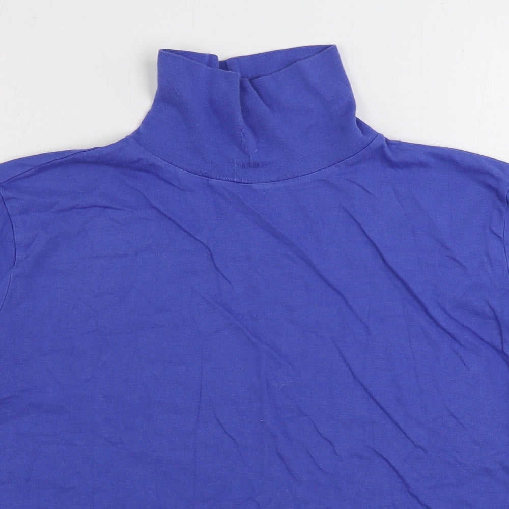 Preworn Womens Blue 100% Cotton Basic T-Shirt Size 16 High Neck