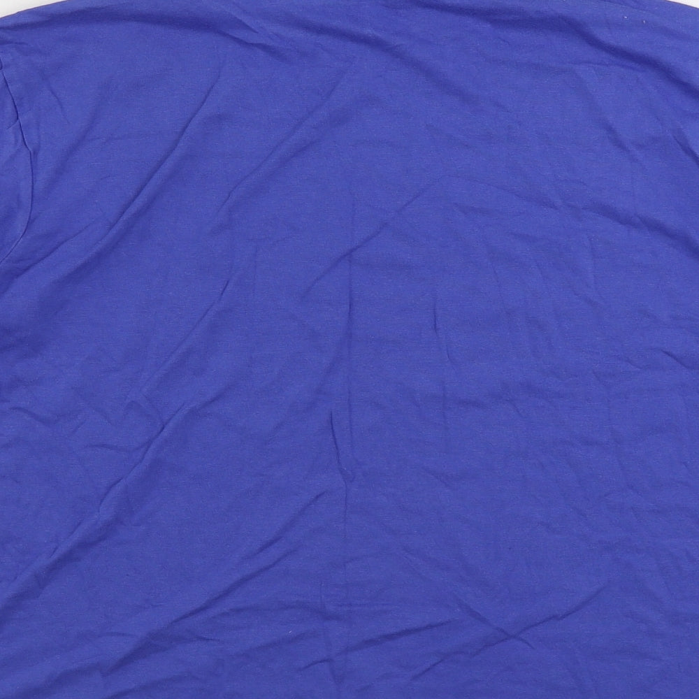 Preworn Womens Blue 100% Cotton Basic T-Shirt Size 16 High Neck