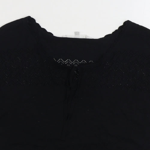 Red Herring Womens Black Scoop Neck Acrylic Pullover Jumper Size 14