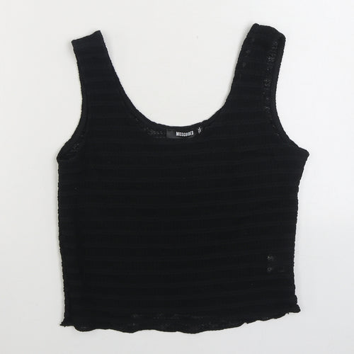 Missguided Womens Black Polyester Basic Tank Size 6 Scoop Neck