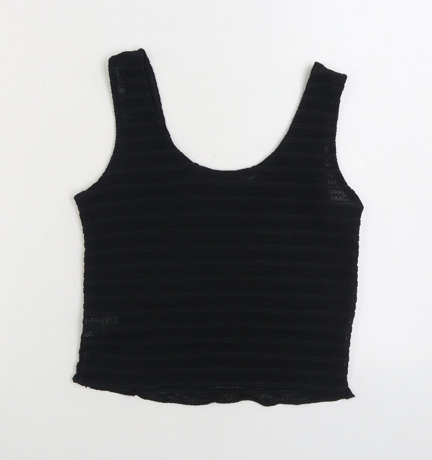 Missguided Womens Black Polyester Basic Tank Size 6 Scoop Neck