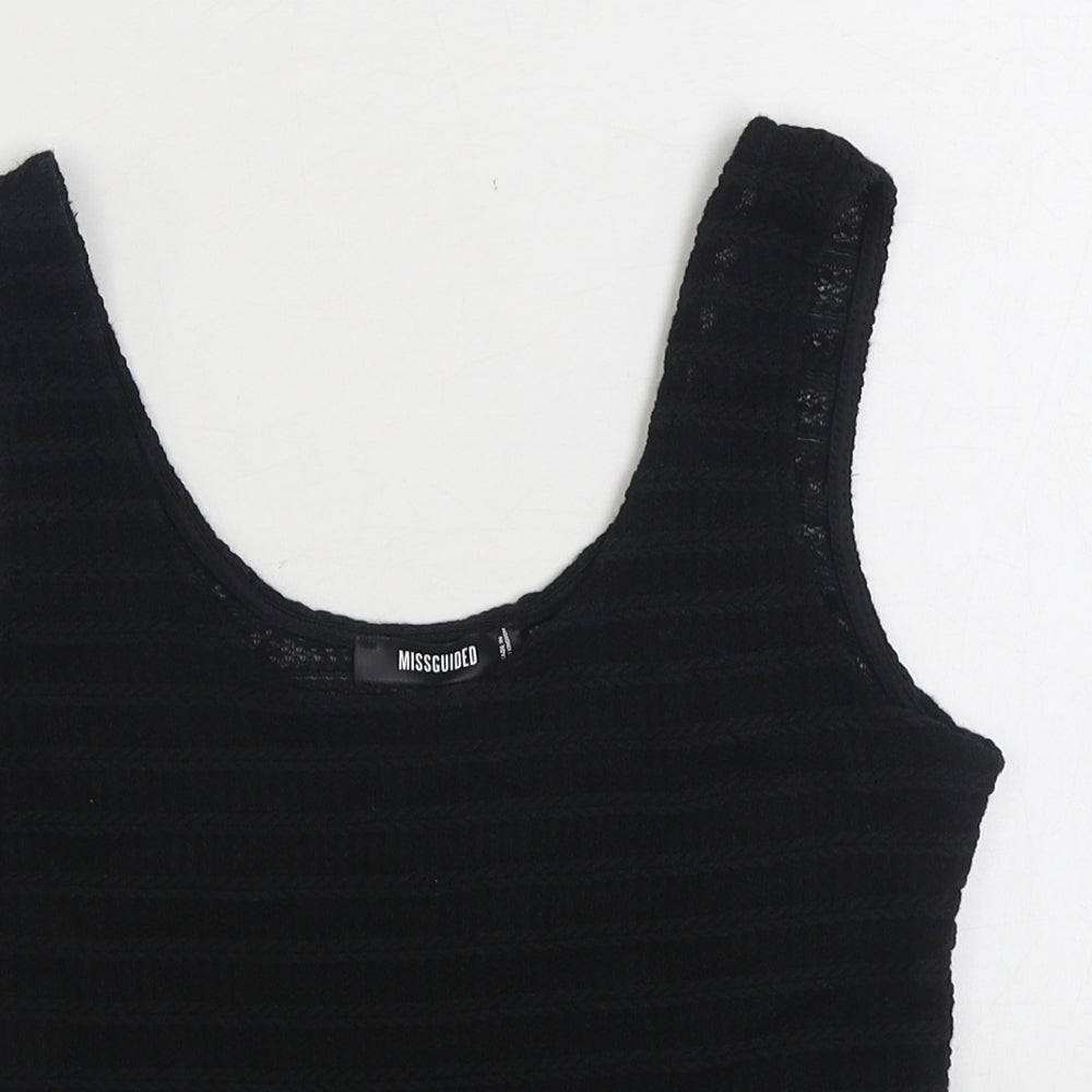 Missguided Womens Black Polyester Basic Tank Size 6 Scoop Neck