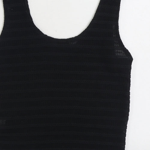 Missguided Womens Black Polyester Basic Tank Size 6 Scoop Neck