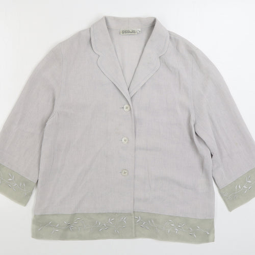 Gold Womens Grey Acetate Basic Button-Up Size 12 V-Neck