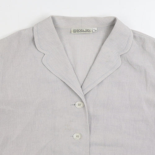 Gold Womens Grey Acetate Basic Button-Up Size 12 V-Neck