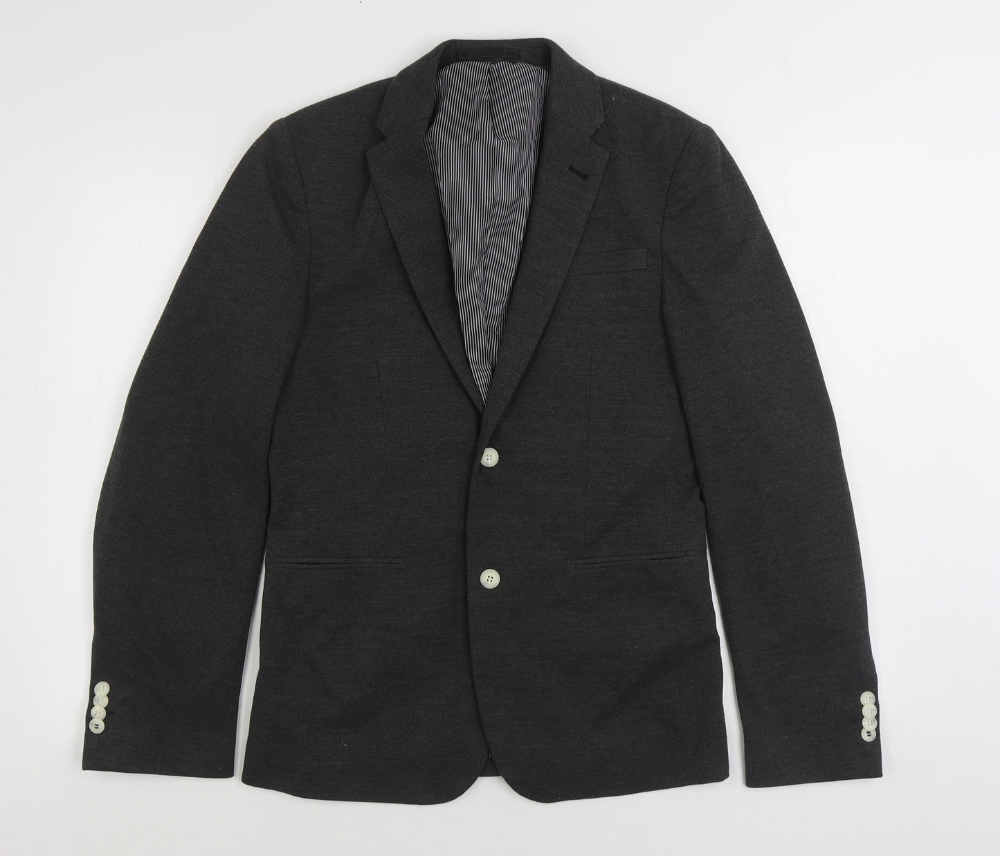 JACK & JONES Mens Grey Polyester Jacket Suit Jacket Size 34