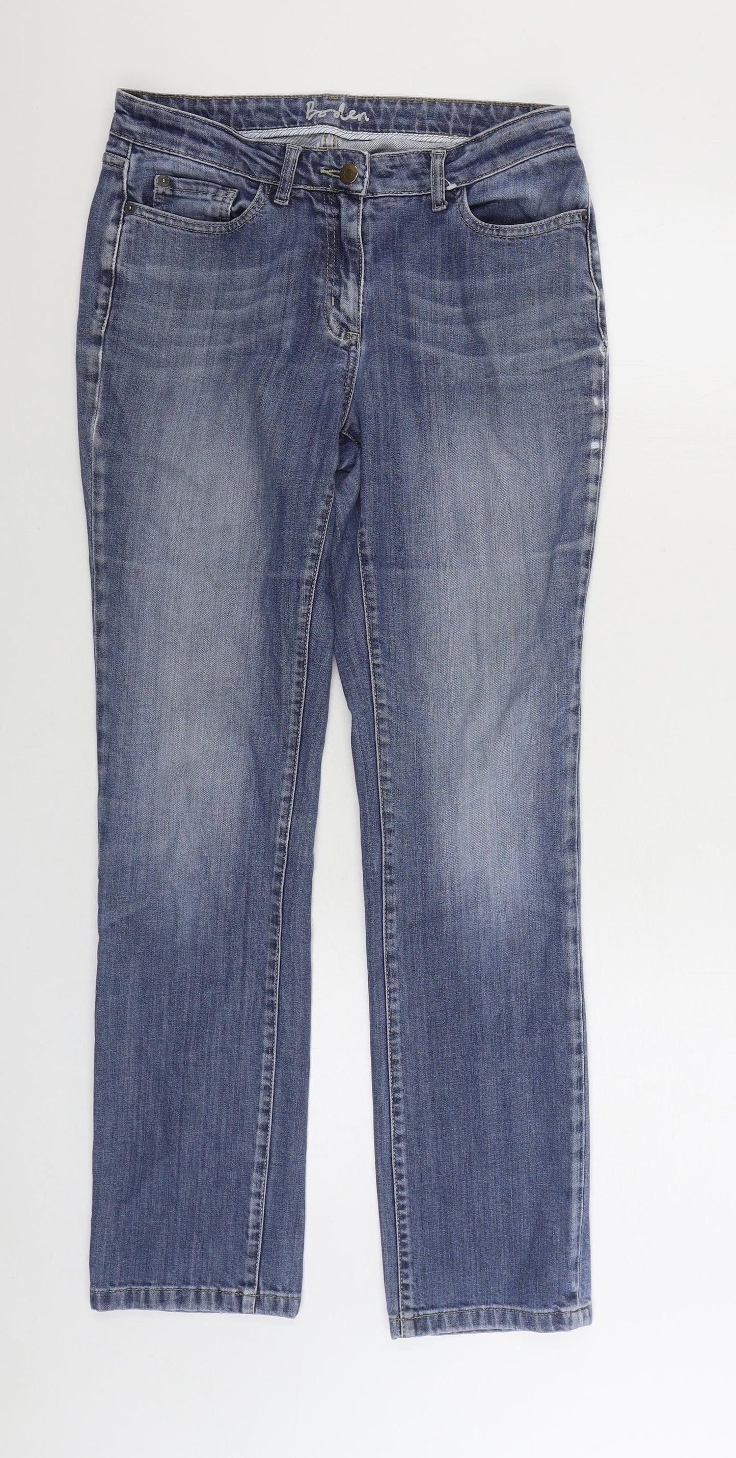 Boden Womens Blue Cotton Straight Jeans Size 12 L29 in Regular Zip