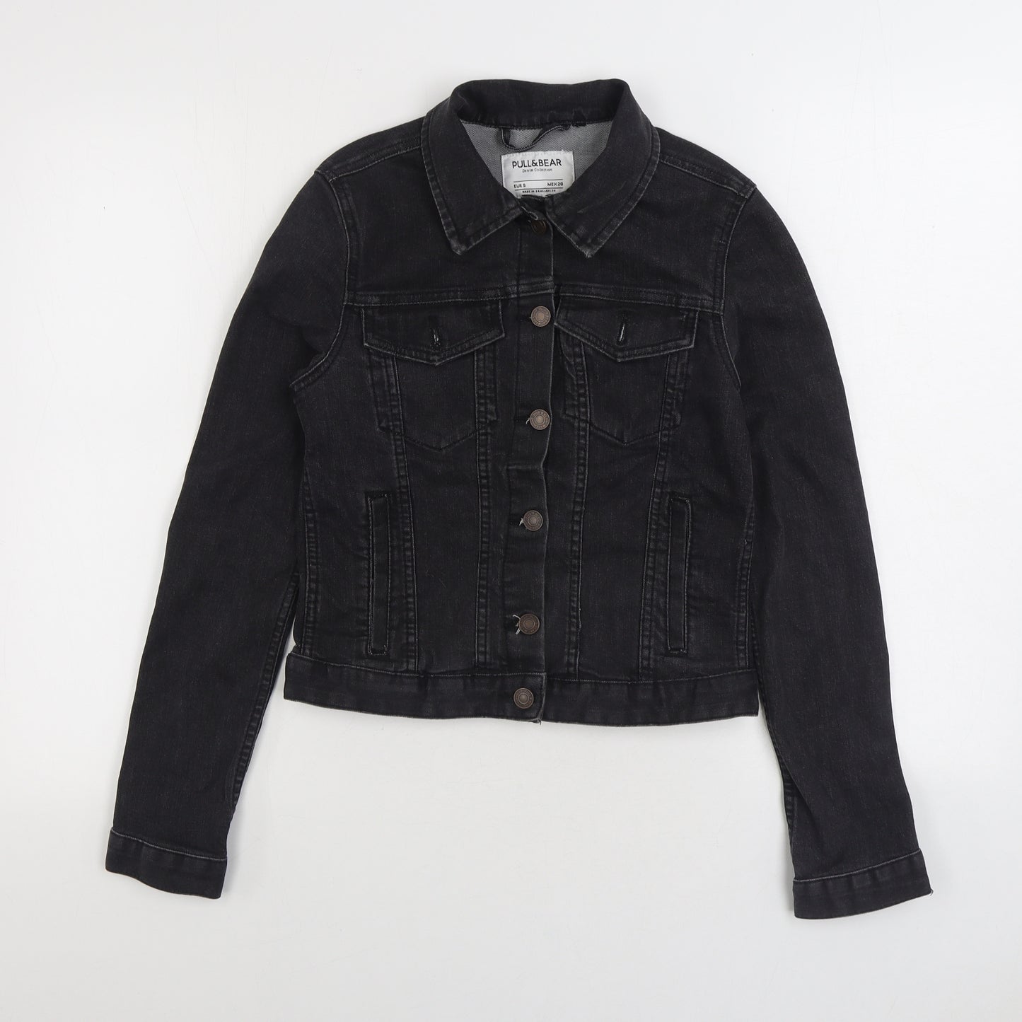 Pull & Bear Womens Black Jacket Size S Button