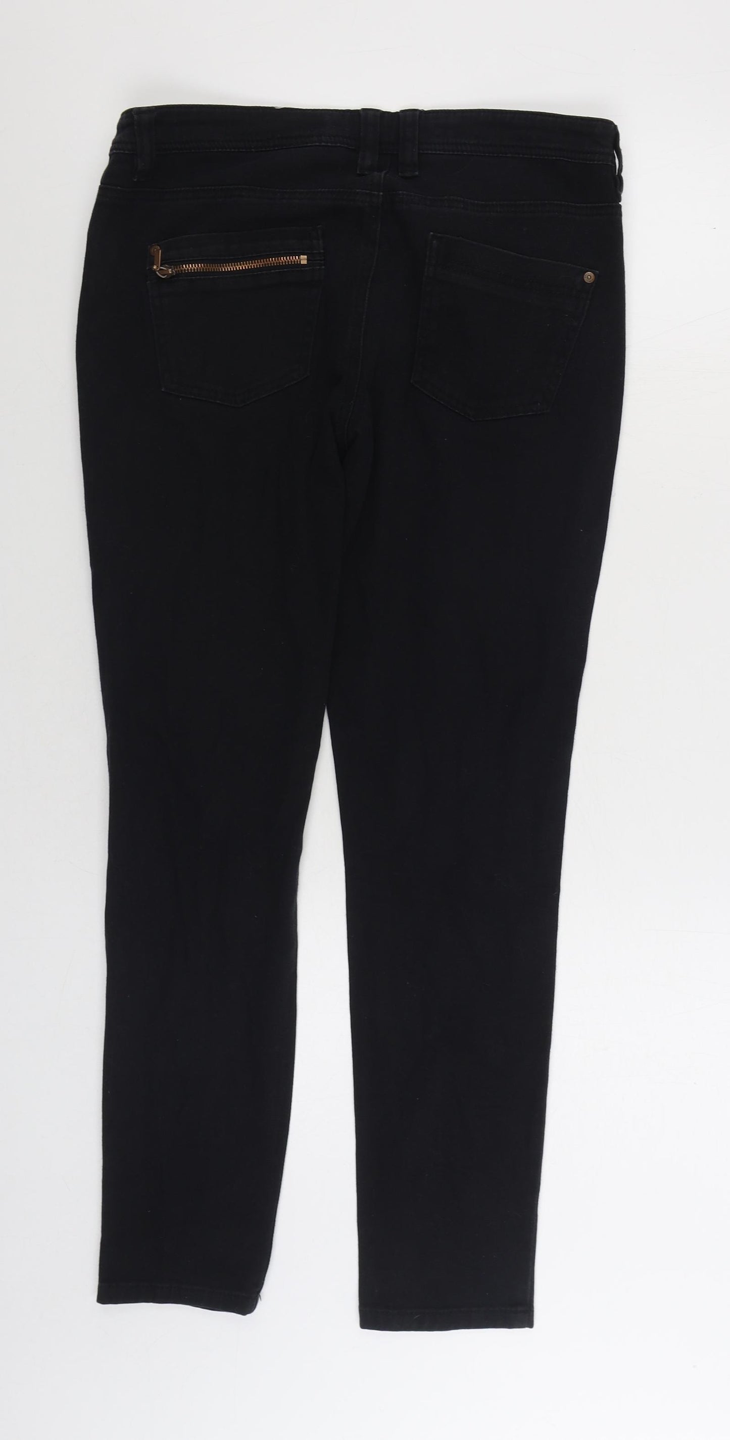 NEXT Womens Black Cotton Skinny Jeans Size 12 L30 in Regular Zip