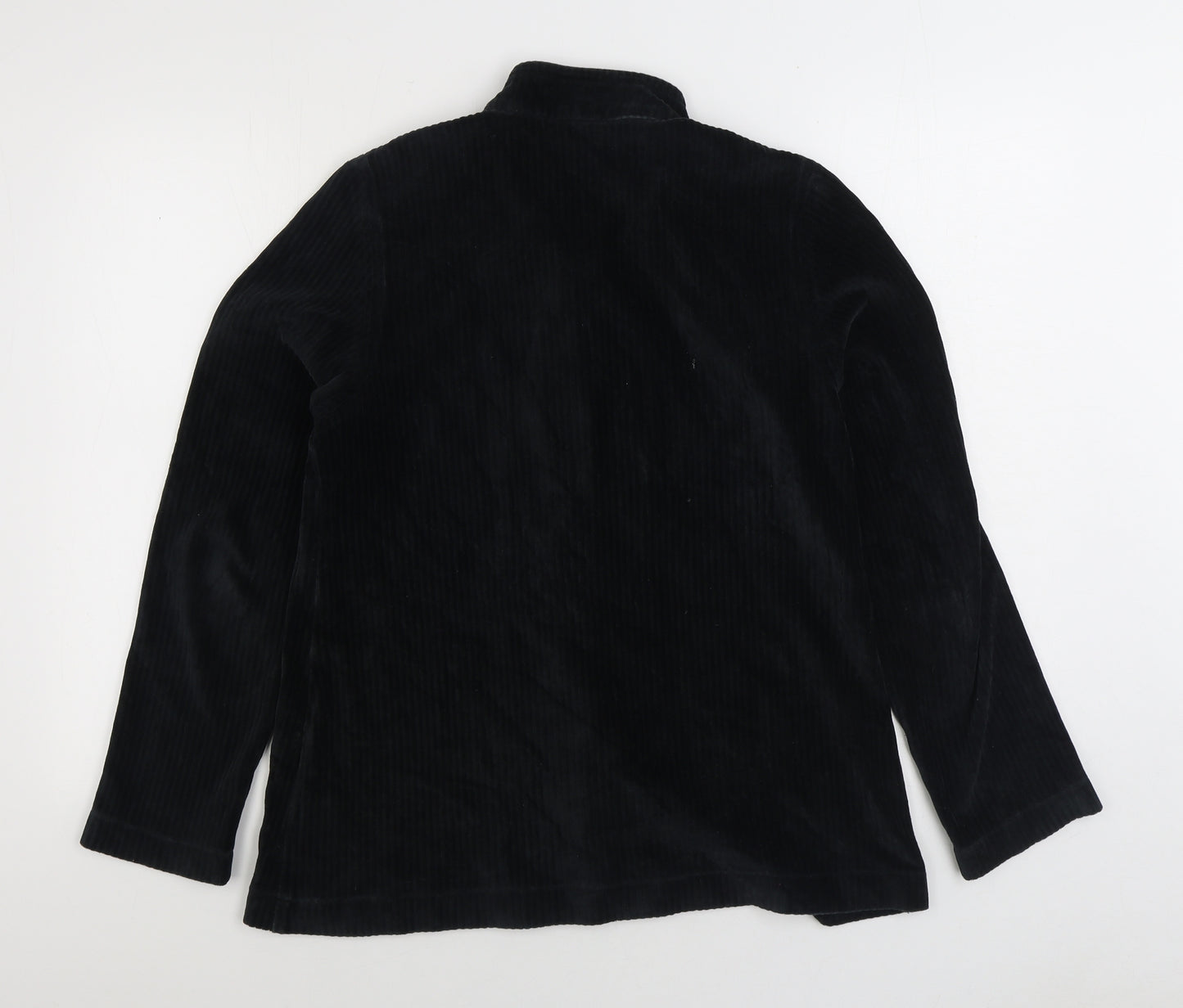 Fragile Mens Black Cotton Button-Up Size S Collared Button