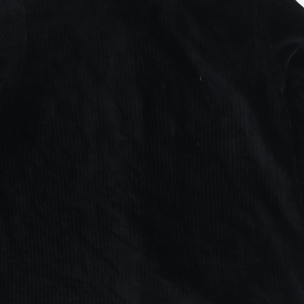 Fragile Mens Black Cotton Button-Up Size S Collared Button