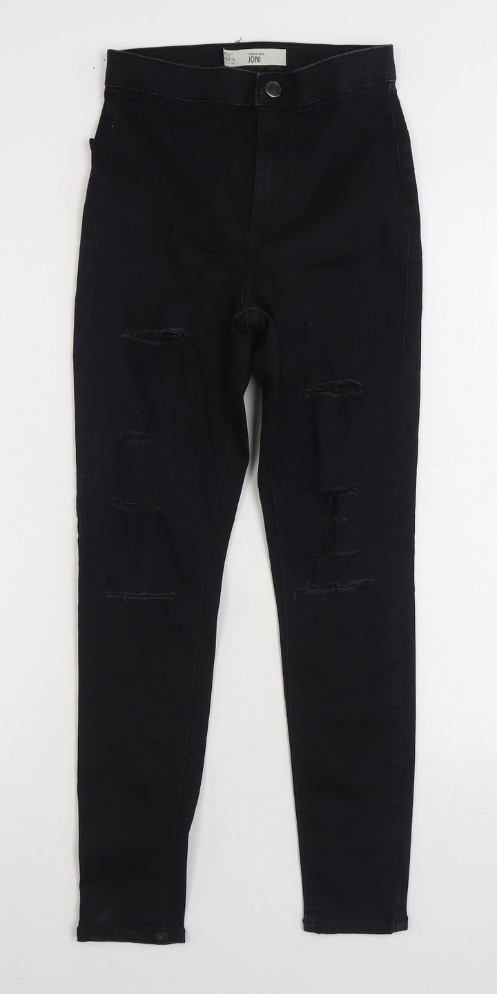 Topshop Mens Black Cotton Skinny Jeans Size 28 in L30 in Regular Zip