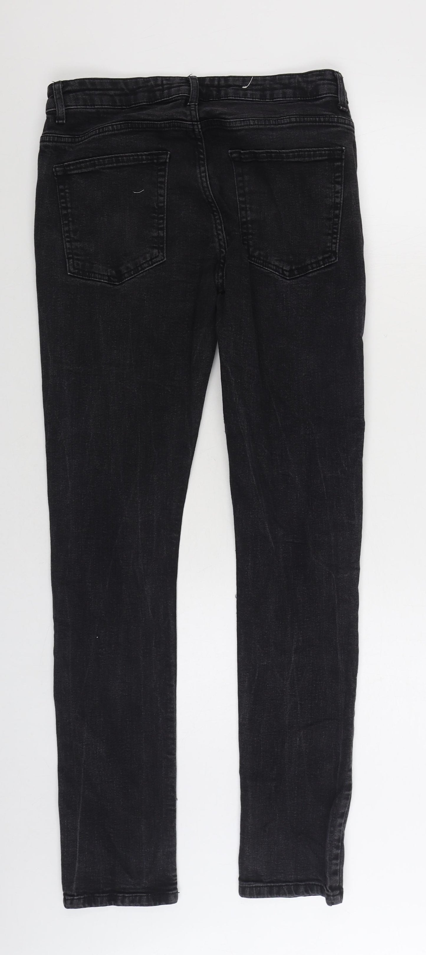Topman Mens Black Cotton Skinny Jeans Size 32 in L32 in Regular Zip