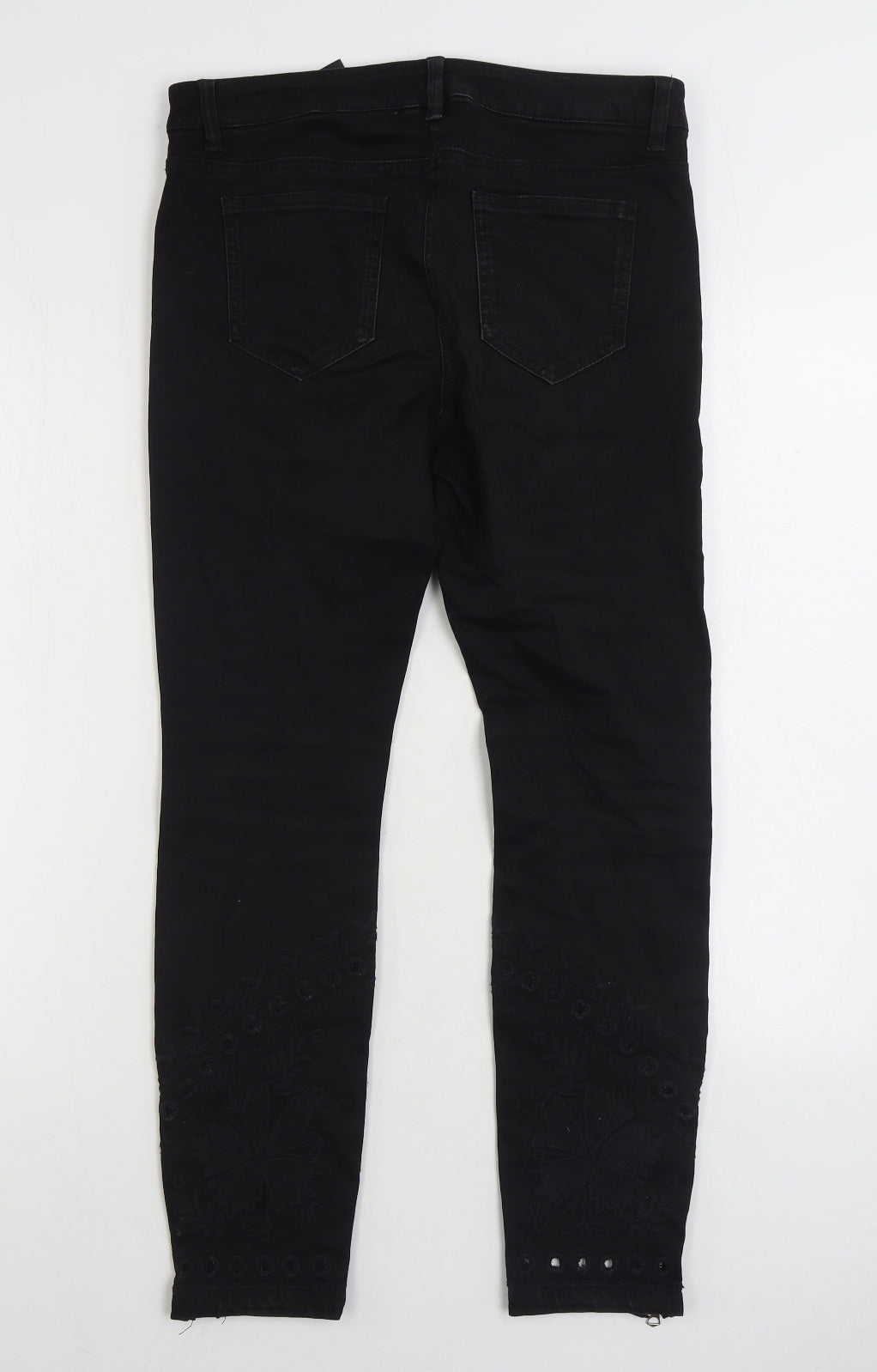 NEXT Womens Black Cotton Skinny Jeans Size 10 L27 in Regular Zip