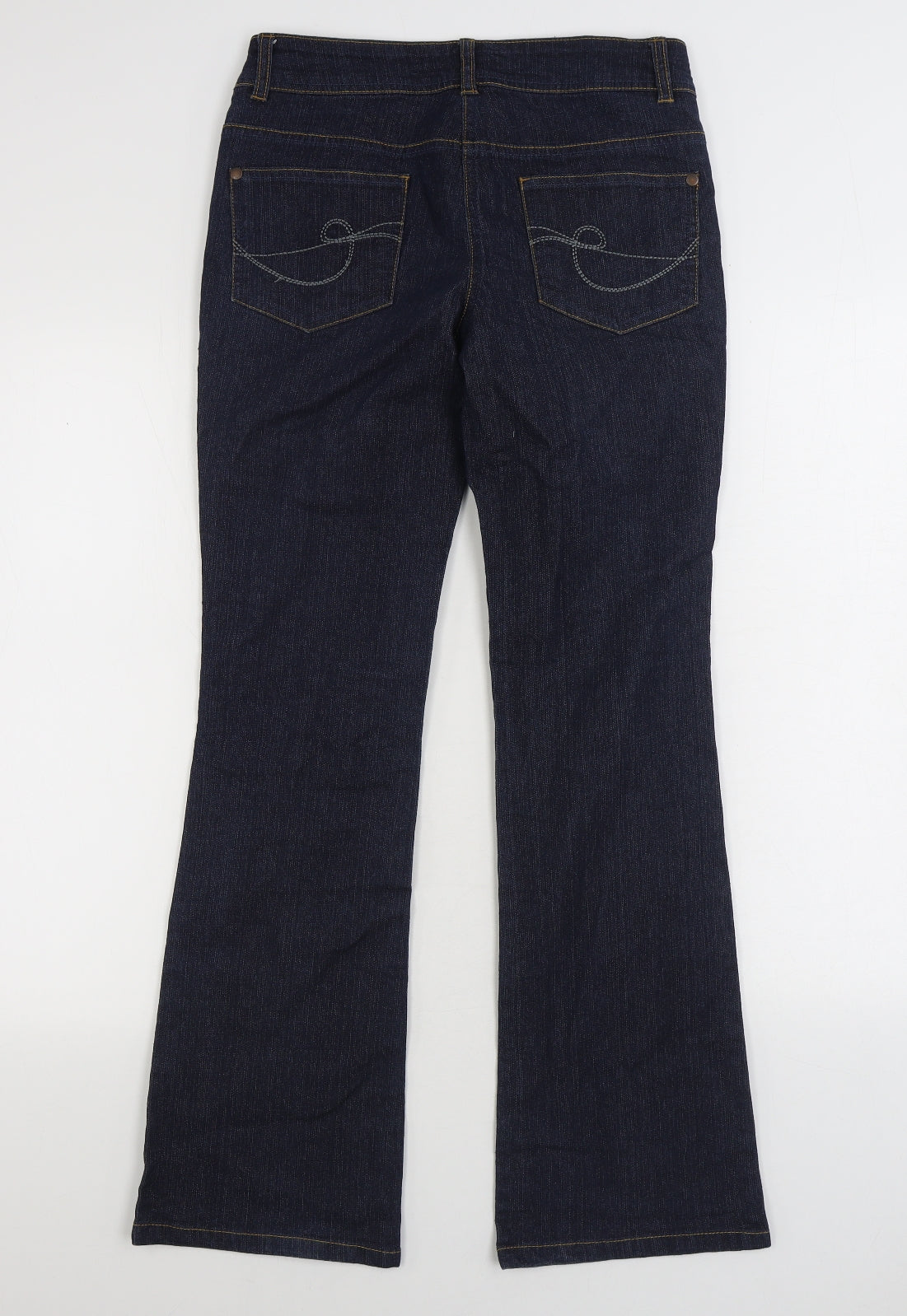 F&F Womens Blue Cotton Bootcut Jeans Size 6 L30 in Regular Zip