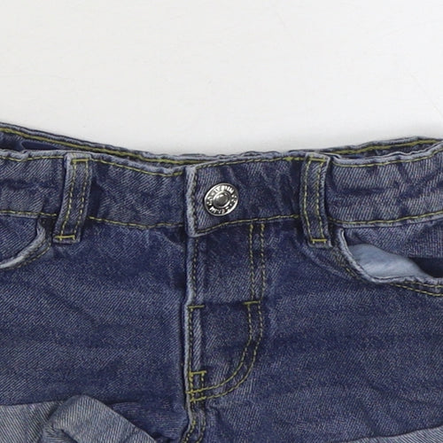 Denim & Co. Girls Blue Cotton Hot Pants Shorts Size 3-4 Years Regular Zip