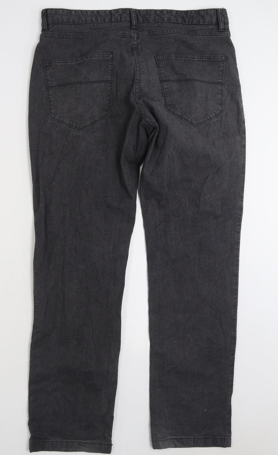 F&F Mens Grey Cotton Straight Jeans Size 36 in L32 in Regular Zip